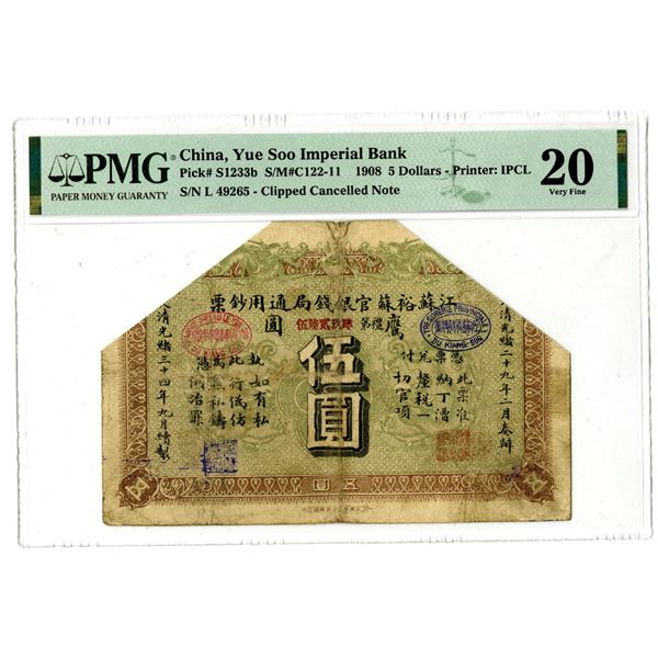 Yue Soo Imperil Bank, 1908 Silver Dollar Issue.