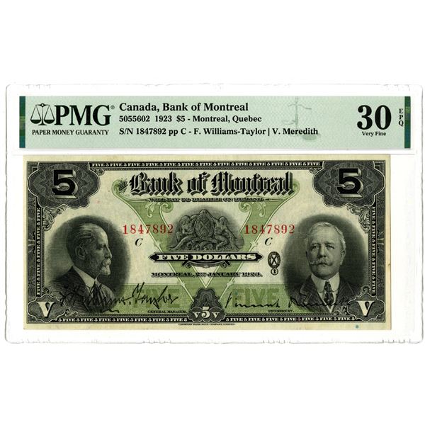 Bank of Montreal, 1923 Issued Banknote