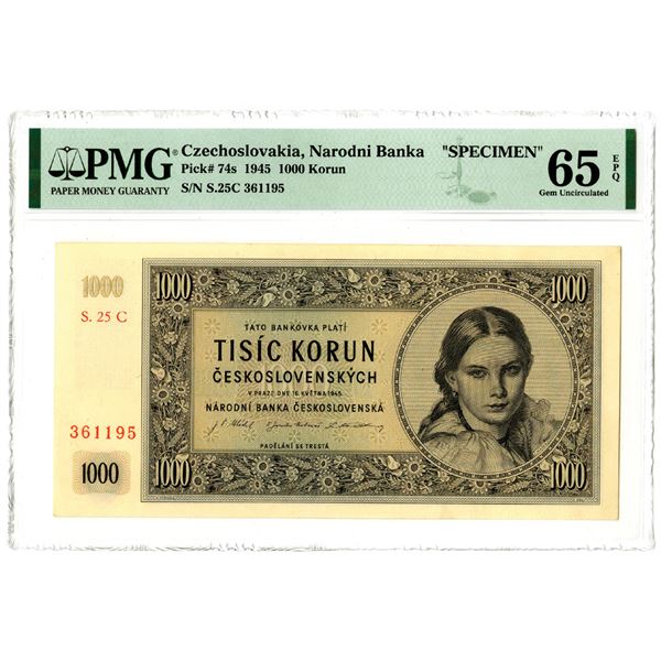 Narodni Banka, 1945 Specimen Banknote