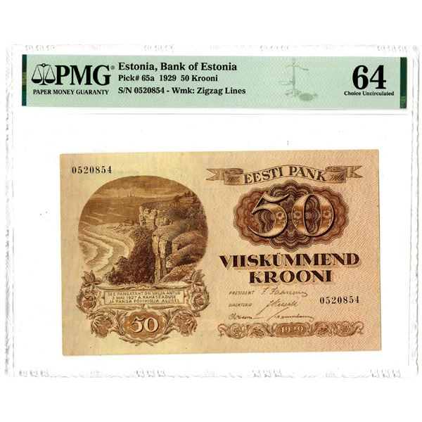 Bank of Estonia, 1929 Issue Banknote.
