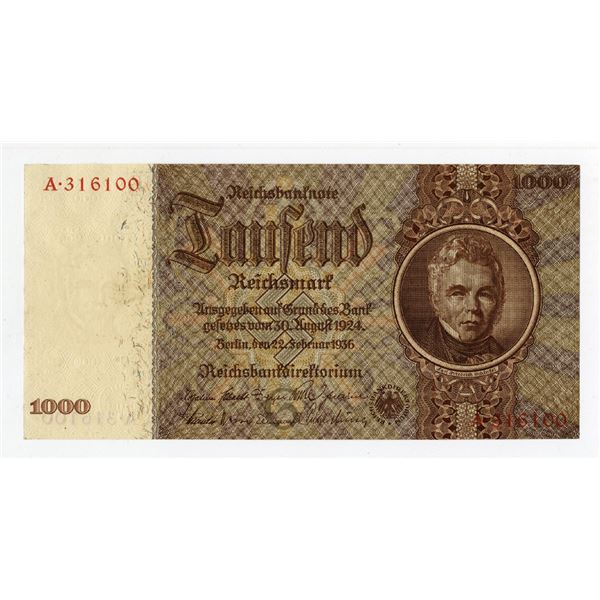 Reichsbanknote, 1936 Issued Banknote