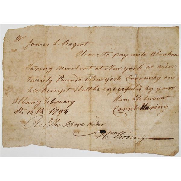 Albany, New York, 1794 Historic Handwritten Promissory Note Payable in New York Currency,