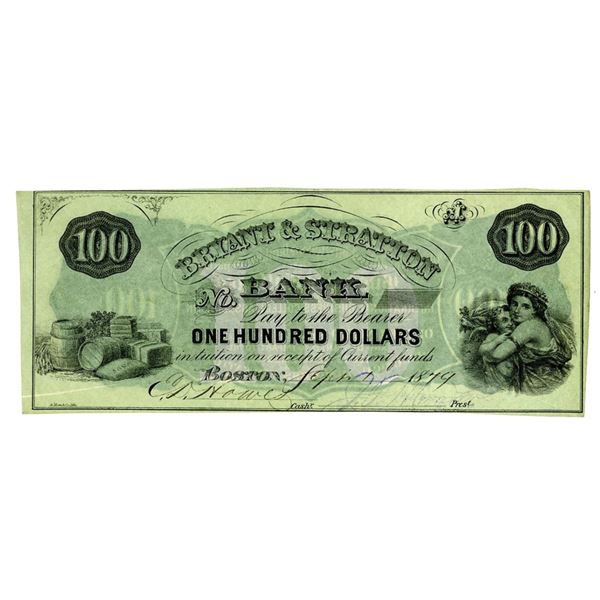 Bryant & Stratton Bank, 1879 "Boston, Massachusetts" Branch of the Business College.