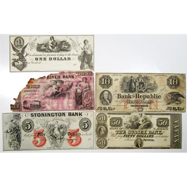 North East States Obsolete Banknote Assortment, ca.1840-1850's.