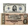Image 1 : C.S.A., 1864 $10 note and U.S. $5 Series of 1934 C Silver Certificate.