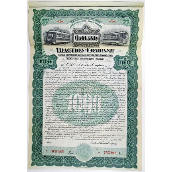 Oakland Traction Co. 1907 Specimen Bond