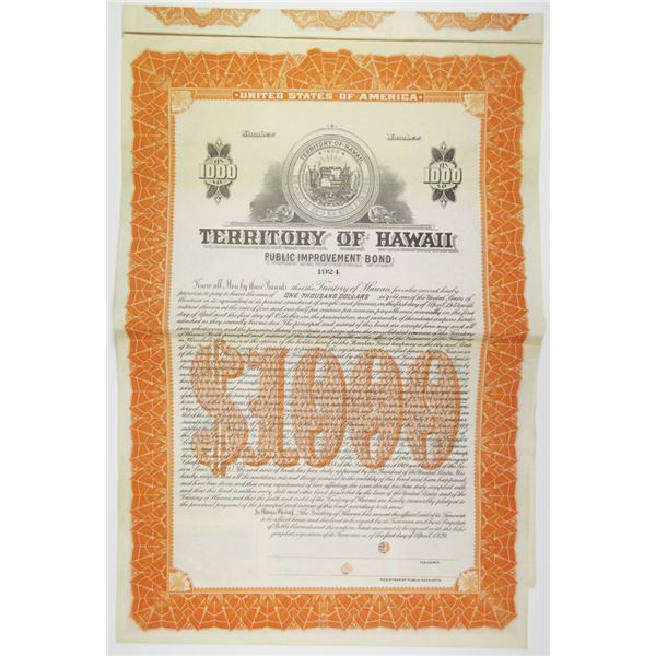 Territory of Hawaii 1924 Specimen Bond