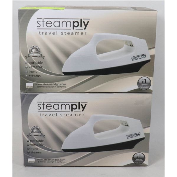 2 NEW WHITE STEAMPLY TRAVEL STEAMERS