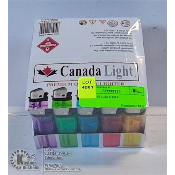 CASE OF 50 LIGHTERS