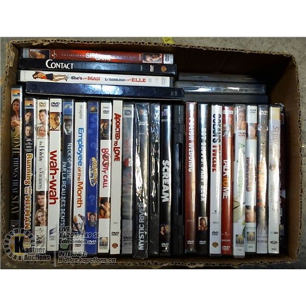 BOX OF ASSORTED DVDS