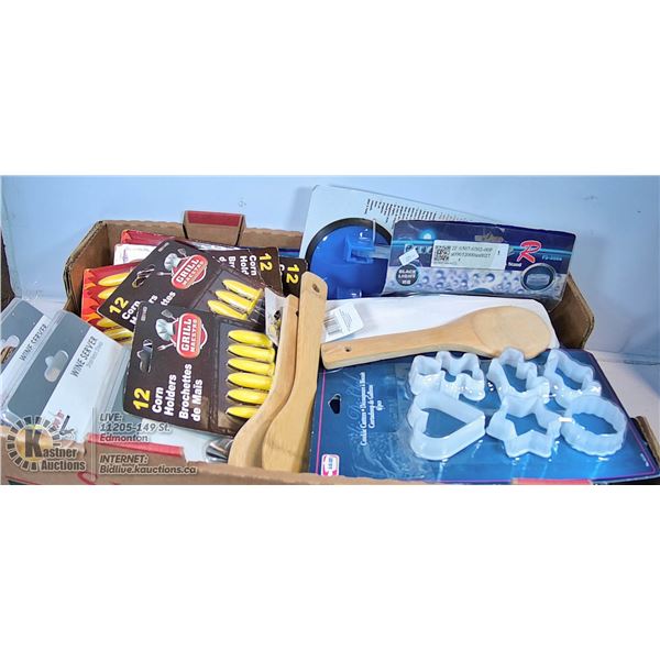 BOX OF NEW KITCHEN ITEMS