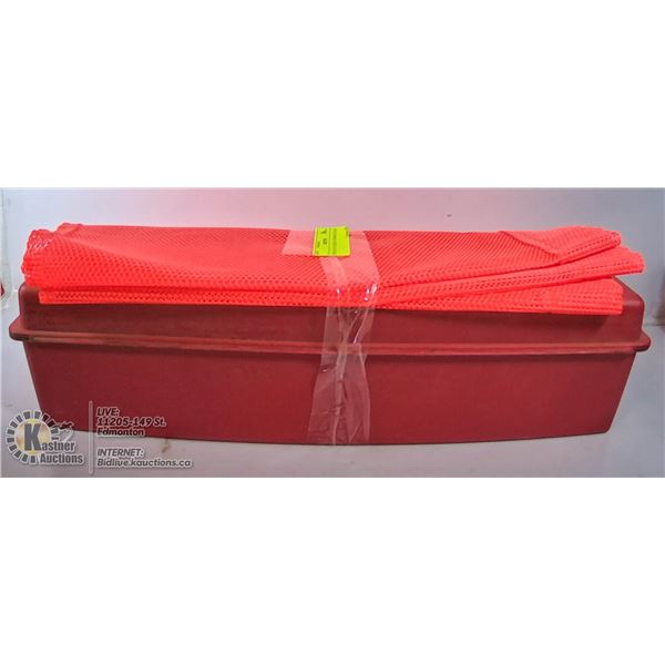 BOX OF FLARES & 3 ORANGE FLAGS