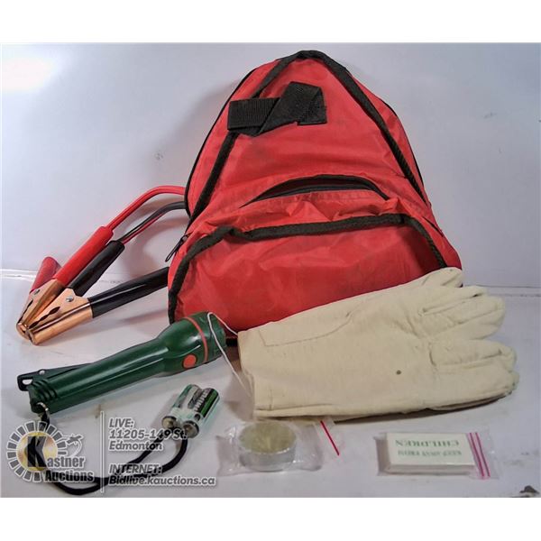 BAGGED CAR BAG - INCLUDES BOOSTER CABLES,