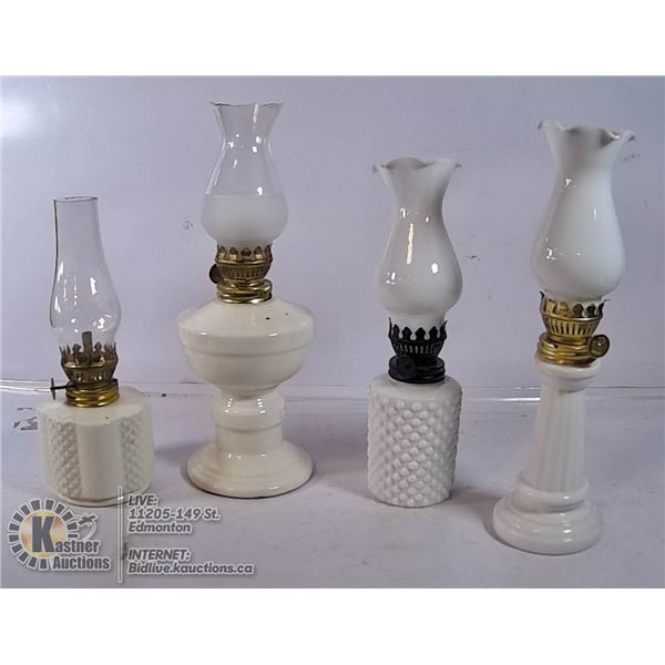 4 SMALL VINTAGE OIL LAMPS