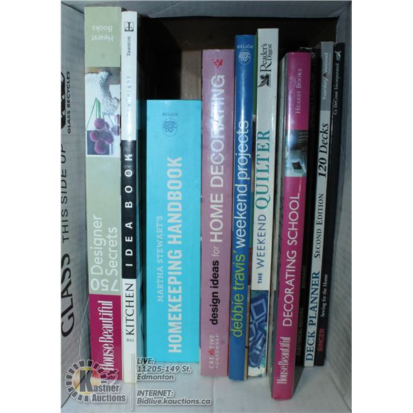 BOX OF HOME DESIGN BOOKS, INCLUDES MARTHA