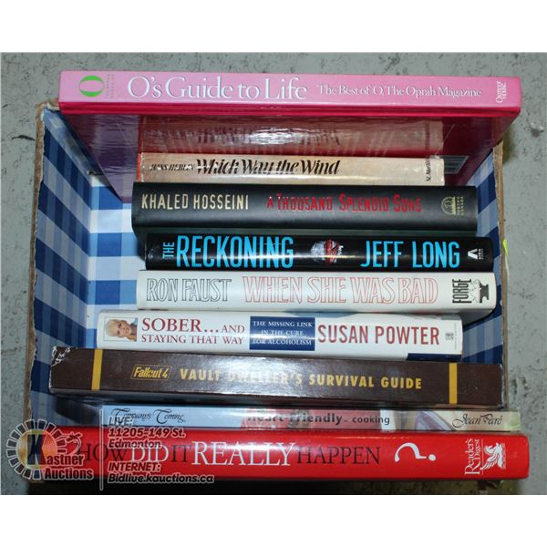 LOT OF HARDCOVER NOVELS AND INFO BOOKS INCL OPRAH