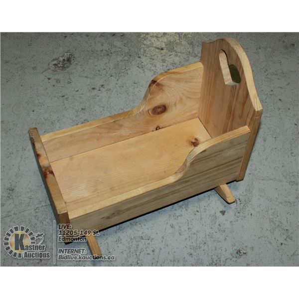 WOODEN DOLL ROCKING CRADLE