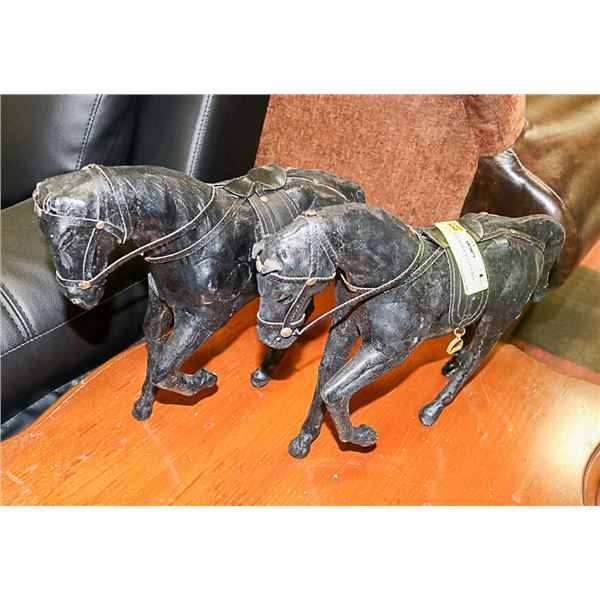 2 LEATHER HORSE SCULPTURES