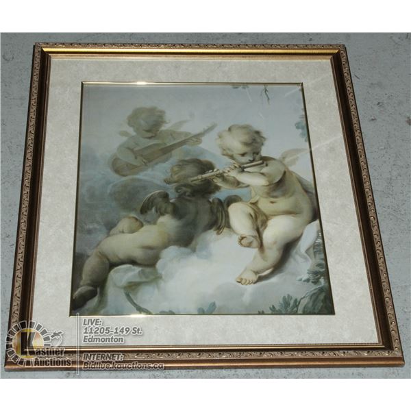 THREE CUPIDS PLAYING VANDEA (FRAMED)
