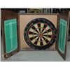Image 1 : DART BOARD IN WOODEN CABINET. SHERLOCK HOLMES