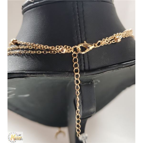 3 LAYER FASHION CHAIN WITH MOON AND DISC  SHAPED