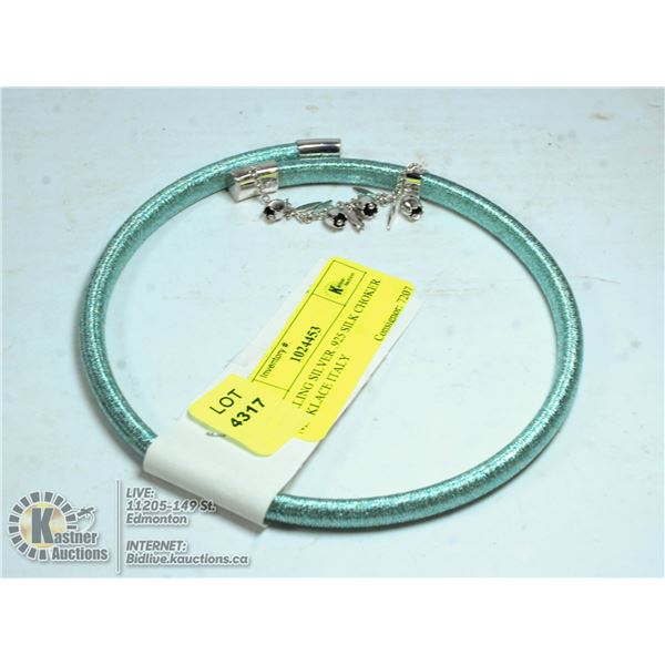 STERLING SILVER .925 SILK CHOKER NECKLACE ITALY