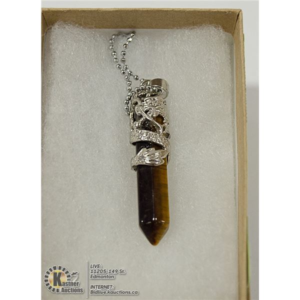 TIGERS EYE STONE WRAPPED IN SHEATH NECKLACE 925