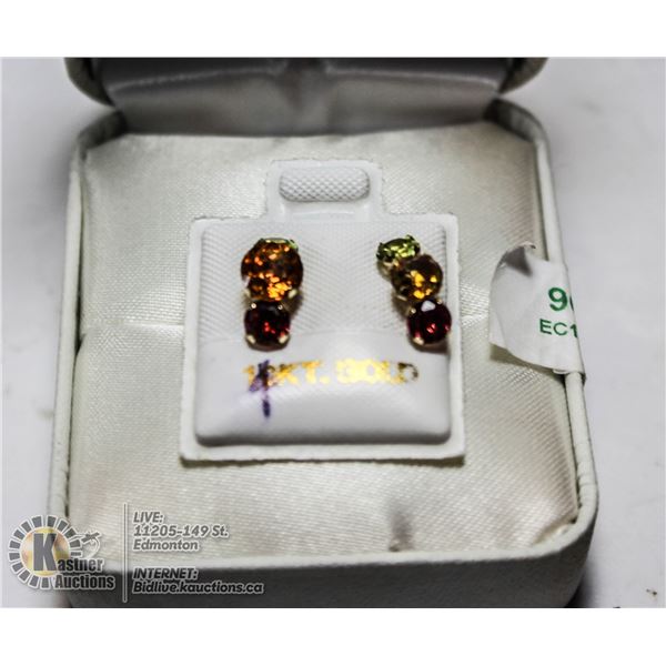 10K YELLOW GOLD EMERALD, RUBY, CITRINE