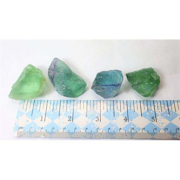 3)  LOT OF 4 NATURAL GREEN FLUORITE