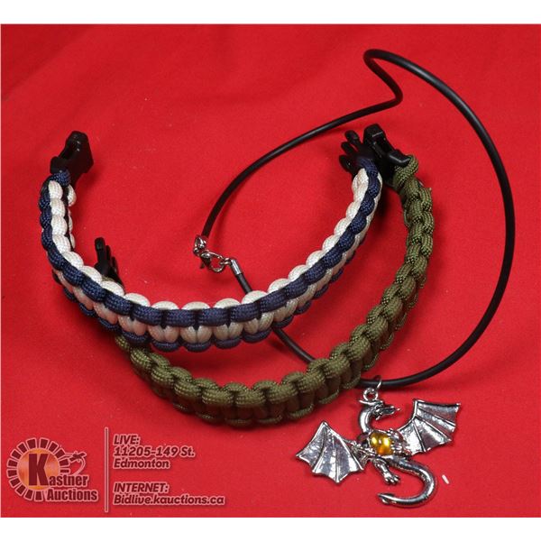 PARA CORD BRACELETS & DRAGON NECKLACE