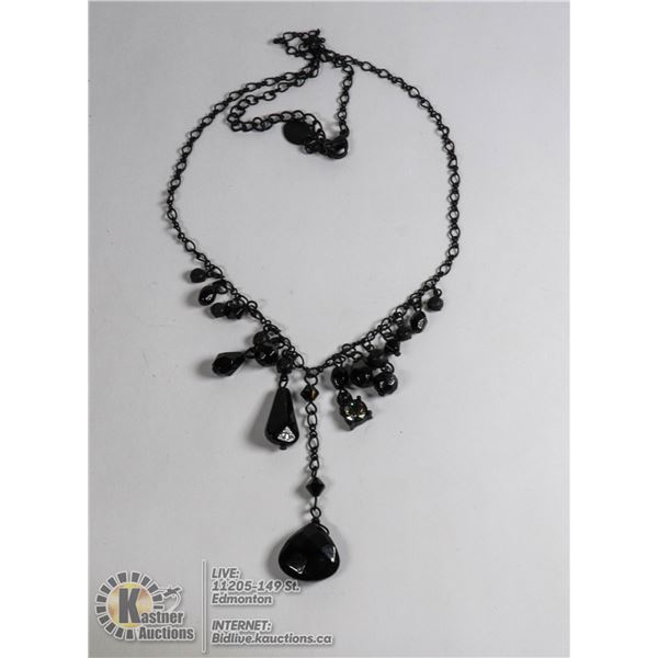 COSTUME JEWELRY BLACK CHAIN LINK NECKLACE