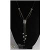 Image 1 : COSTUME JEWELRY BLACK CHAIN AND BLACK GLASS