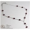 Image 1 : COSTUME JEWELRY RED COLORED STONES ON SILVER CHAIN