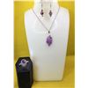 Image 1 : 26)  AMETHYST PENDANT ON 18" STAINLESS