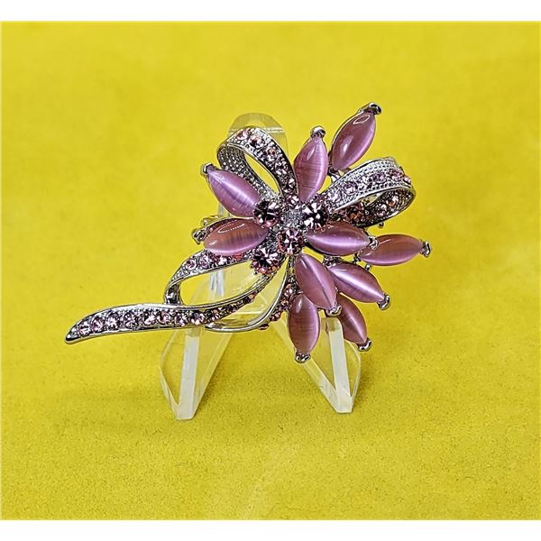 19)  VINTAGE SILVER TONE WITH PINK