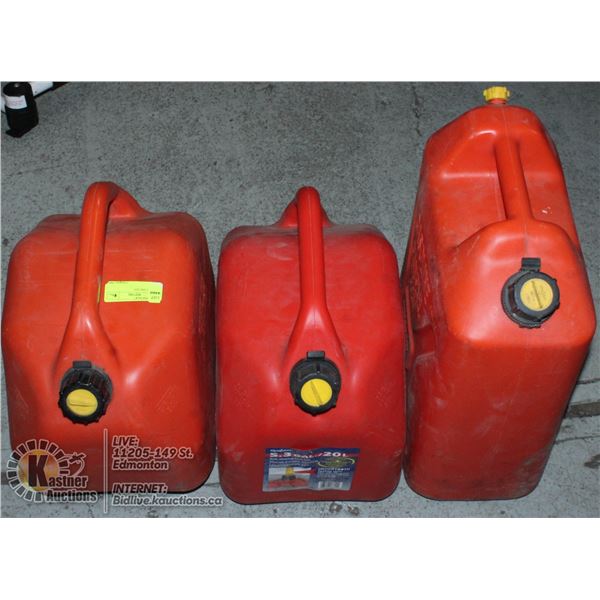 LOT OF THREE 20L JERRY CANS.