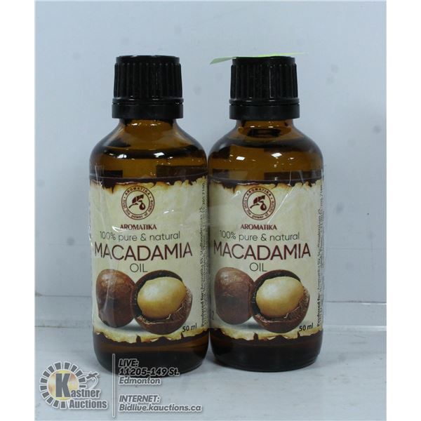 TWO BOTTLES OF 100% PURE AND NATURAL MACADAMIA OIL