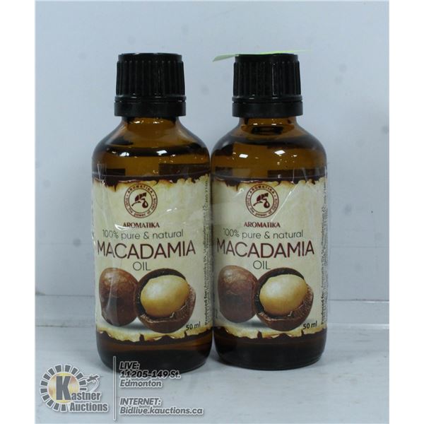 TWO BOTTLES OF 100% PURE AND NATURAL MACADAMIA OIL