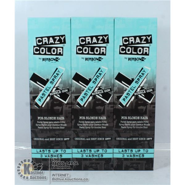3 BOXES OF CRAZY COLOUR BUBBLEGUM PASTEL SPRAY FOR