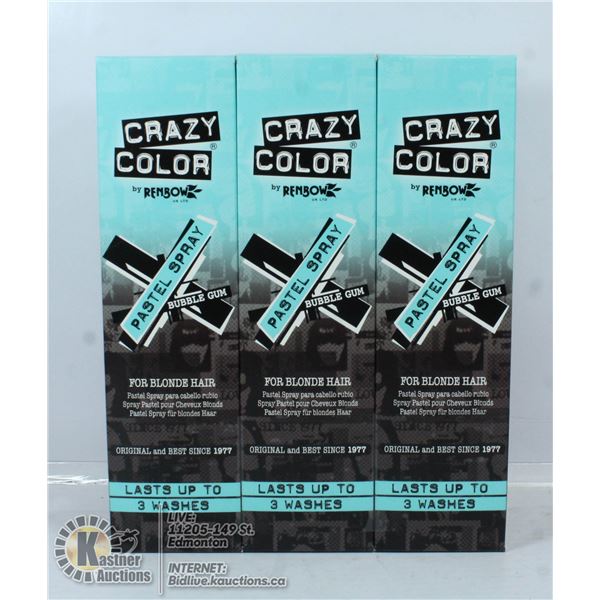 3 BOXES OF CRAZY COLOUR BUBBLEGUM PASTEL SPRAY FOR