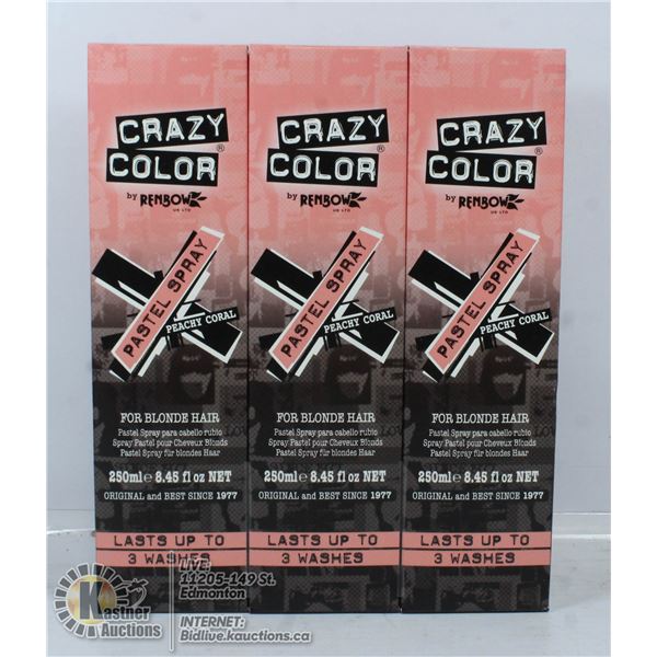 3 BOXES OF CRAZY COLOUR PEACHY CORAL PASTEL SPRAY