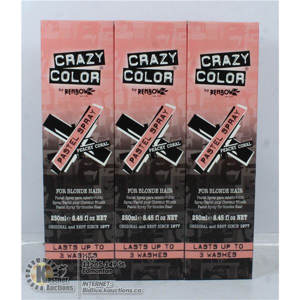 3 BOXES OF CRAZY COLOUR PEACHY CORAL PASTEL SPRAY
