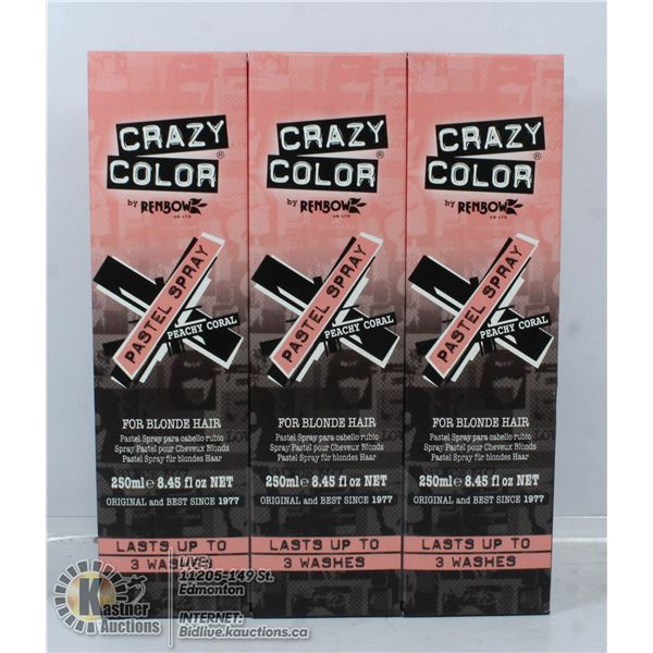 3 BOXES OF CRAZY COLOUR PEACHY CORAL PASTEL SPRAY