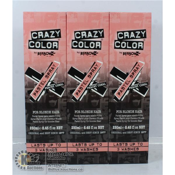 3 BOXES OF CRAZY COLOUR PEACHY CORAL PASTEL SPRAY