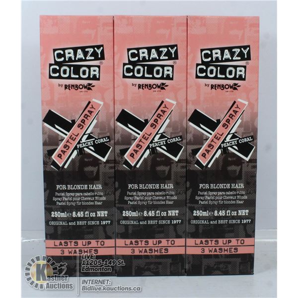 3 BOXES OF CRAZY COLOUR PEACHY CORAL PASTEL SPRAY