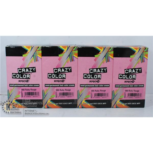 4 BOXES OF CRAZY COLOR SEMI PERMANENT RUBY ROUGE