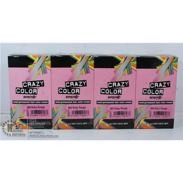 4 BOXES OF CRAZY COLOR SEMI PERMANENT RUBY ROUGE