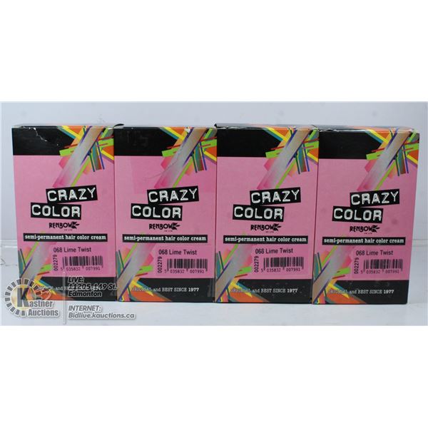 4 BOXES OF CRAZY COLOR SEMI PERMANENT LIME TWIST