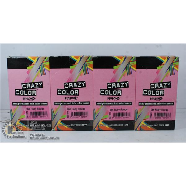 4 BOXES OF CRAZY COLOR SEMI PERMANENT RUBY ROUGE