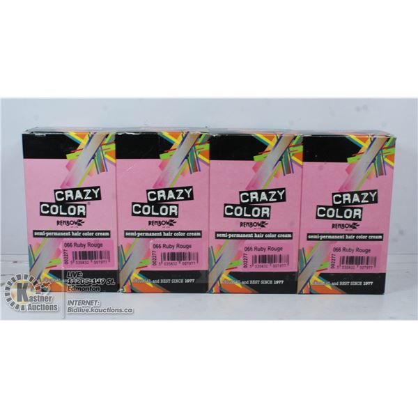 4 BOXES OF CRAZY COLOR SEMI PERMANENT RUBY ROUGE